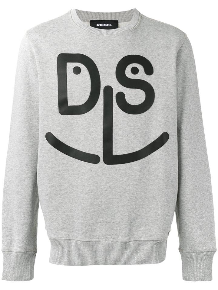 Diesel Face Printed Sweatshirt, Men's, Size: Small, Grey, Cotton