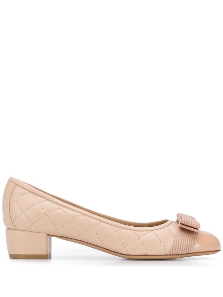 Salvatore Ferragamo Vara Quilted Pumps - Neutrals