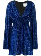 In The Mood For Love Sequin Wrap Dress - Blue