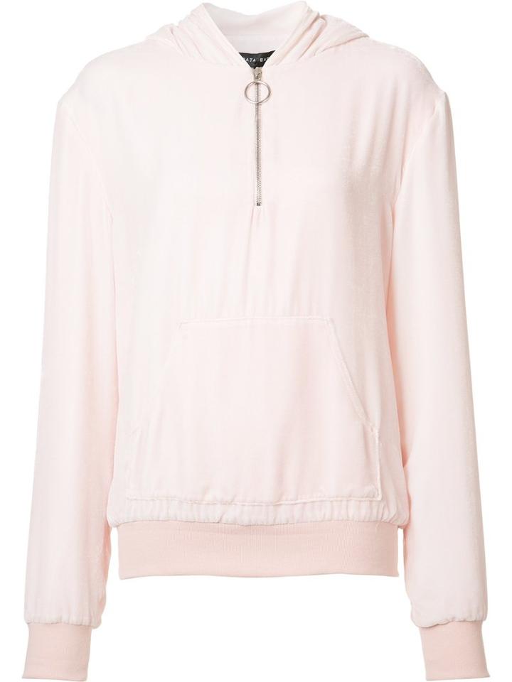 Baja East Zipped Neck Hoodie, Women's, Size: 00, Pink/purple, Polyester/rayon/silk