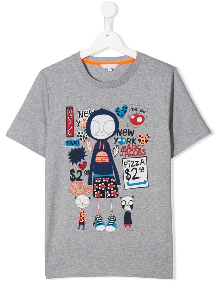 Little Marc Jacobs Teen Mr. Marc Print T-shirt - Grey