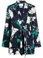 Erdem Floral Pattern Silk Jacket - Blue