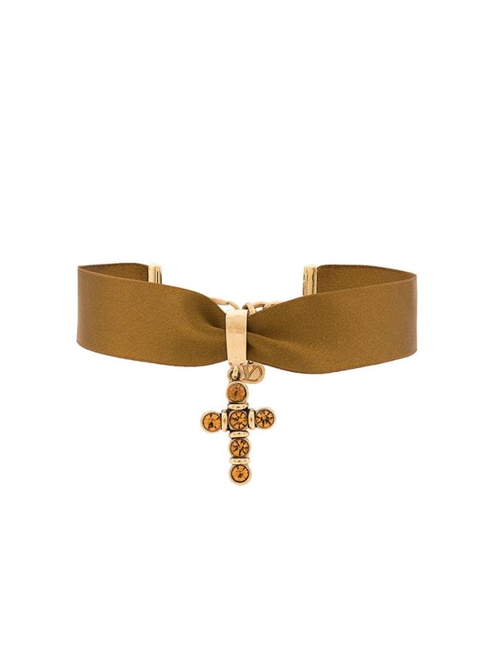Valentino Vintage Ribbon Choker Necklace - Gold