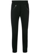 Dsquared2 Leather Rose-embroidered Joggers - Black