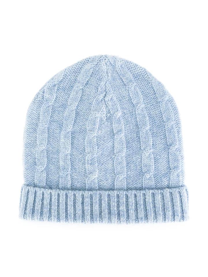 Cashmirino Cable Knit Beanie, Boy's, Size: 40 Cm, Blue