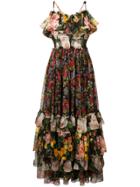 Dolce & Gabbana Floral Print Layered Dress - Black