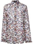 Derek Lam Leaves Print Sheer Shirt, Women's, Size: 40, White, Silk