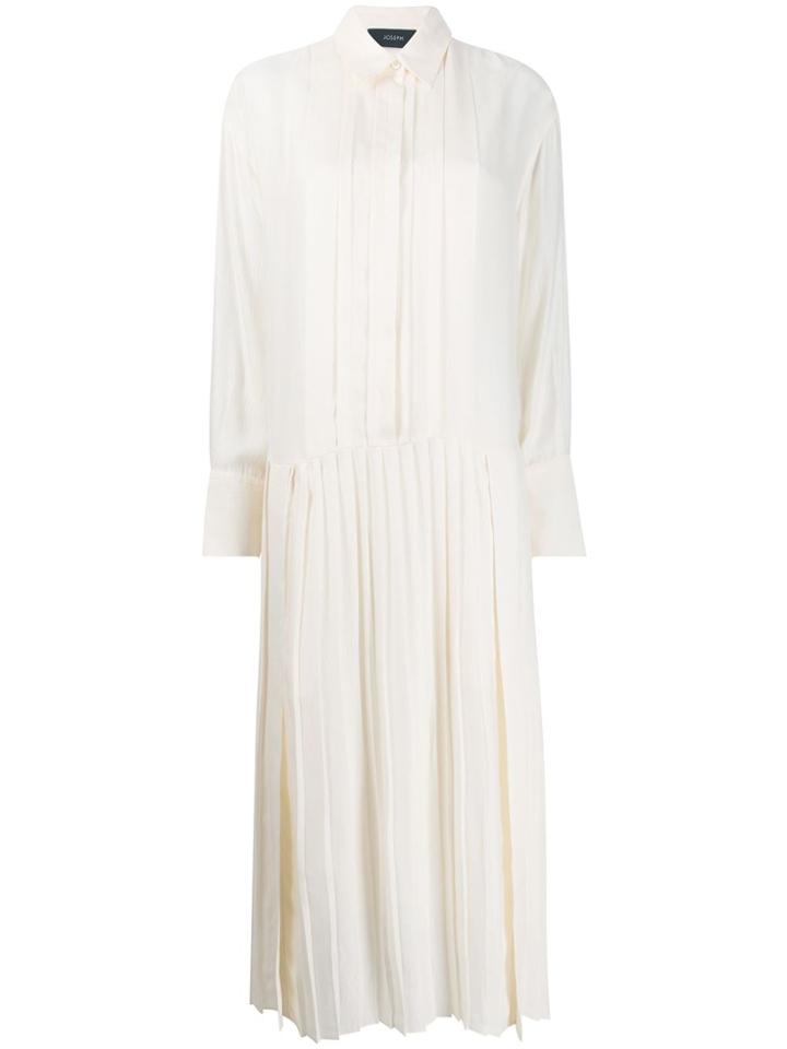 Joseph Pleated Drop-waist Shirt Dress - Neutrals