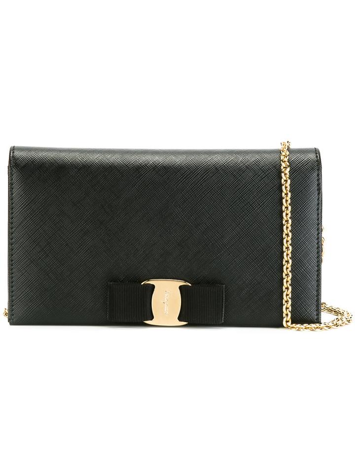 Salvatore Ferragamo Vara Shoulder Bag, Women's, Black, Leather