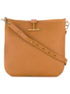 Tom Ford - T Clasp Hobo Bag - Women - Cotton/calf Leather/polyester/brass - One Size, Brown, Cotton/calf Leather/polyester/brass