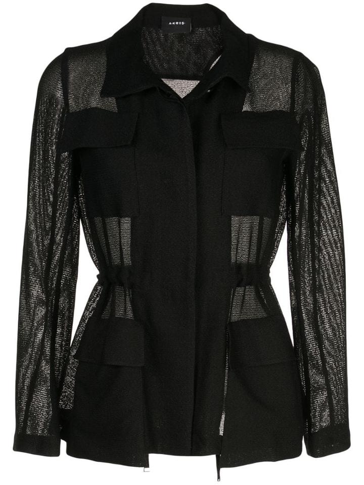 Akris Chest Pocket Sheer Shirt - Black