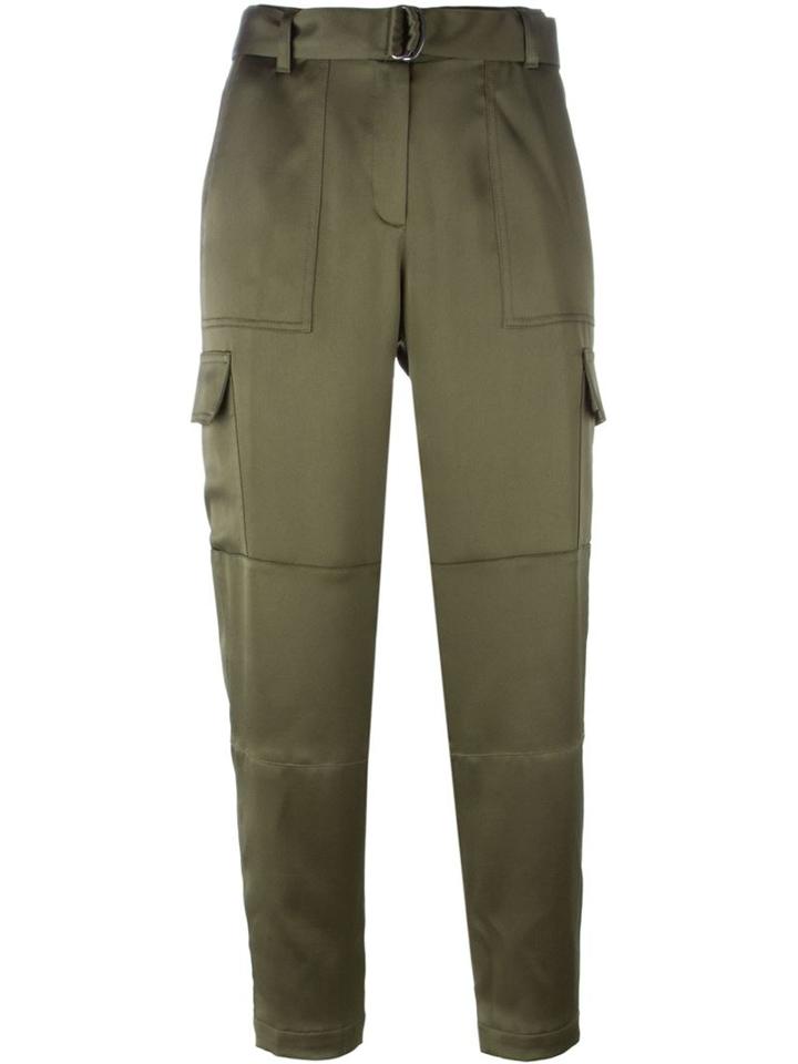 Theory Cropped Trousers, Women's, Size: 10, Green, Triacetate/polyester