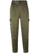 Theory Cropped Trousers, Women's, Size: 10, Green, Triacetate/polyester