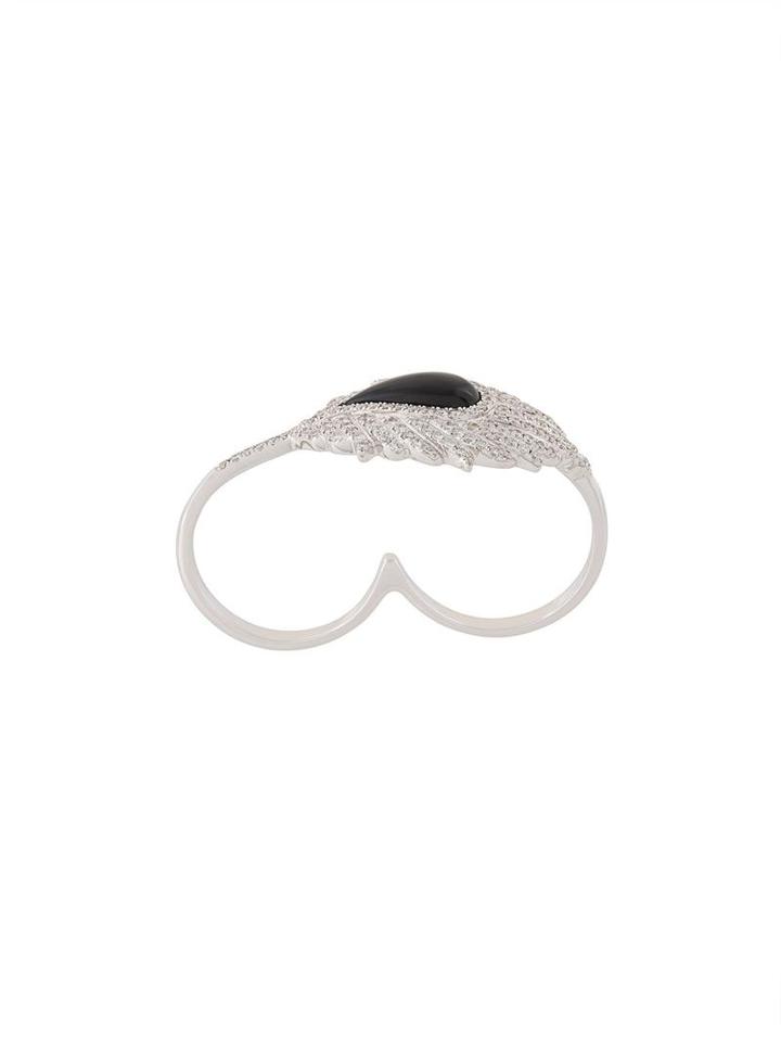 Elise Dray Diamond Double Finger Ring, Women's, Size: 55