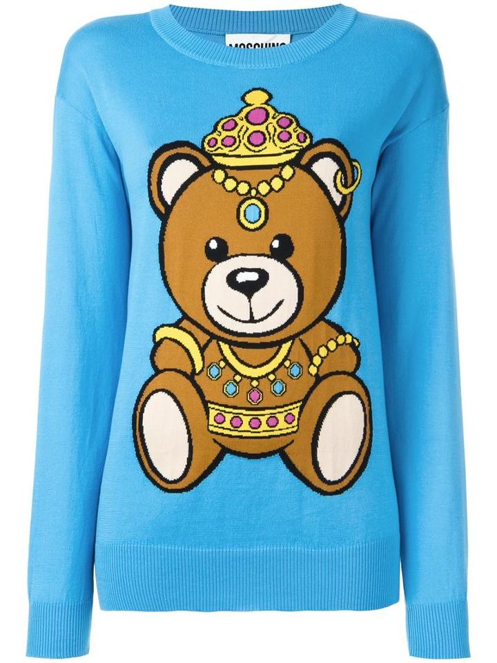 Moschino Bear Intarsia Jumper, Women's, Size: Xs, Blue, Cotton