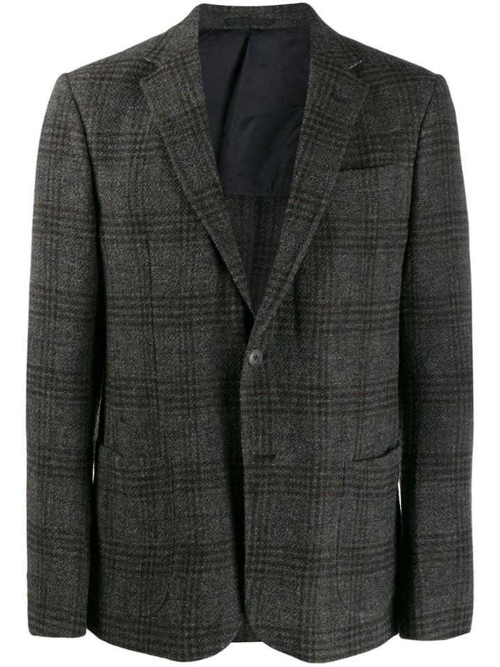 Z Zegna Check Print Blazer - Green