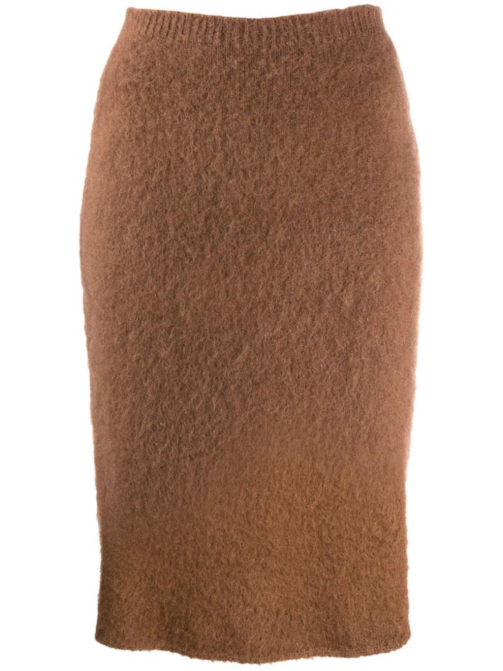 Versace Fluffy Pencil Skirt - Brown