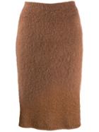 Versace Fluffy Pencil Skirt - Brown