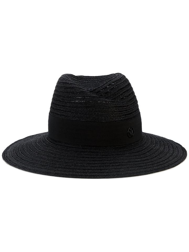 Maison Michel - Hat With Grosgrain Ribbon - Women - Straw - M, Black, Straw