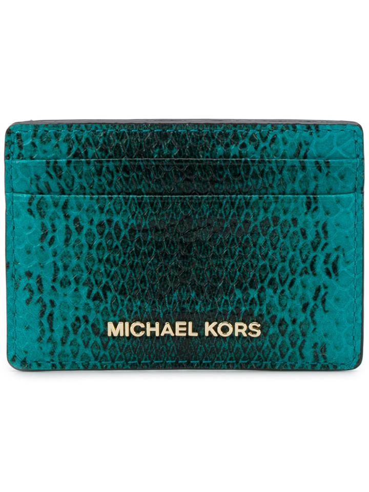 Michael Michael Kors Snake-embossed Card Holder - Blue