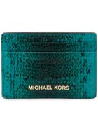 Michael Michael Kors Snake-embossed Card Holder - Blue