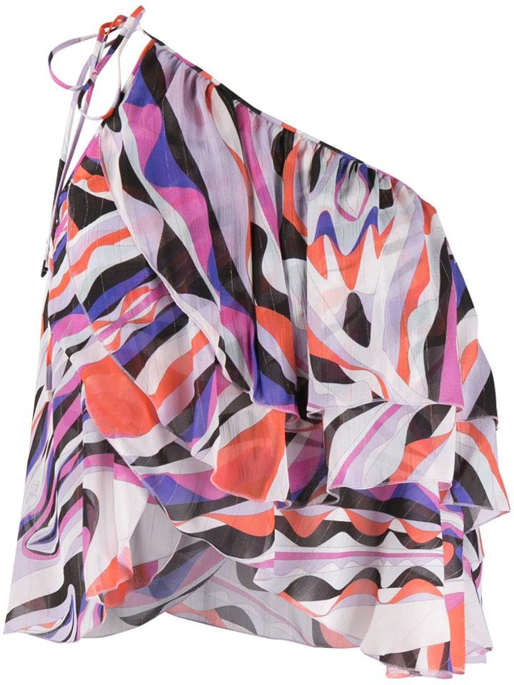 Emilio Pucci One Shoulder Ruffle Top - Purple