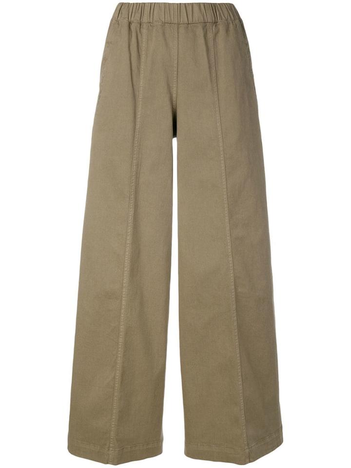 Nude Plain Palazzo Pants - Green