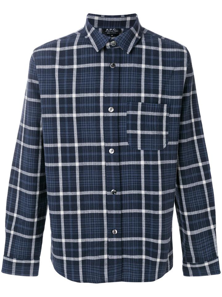 A.p.c. Plaid Relaxed Fit Shirt - Blue