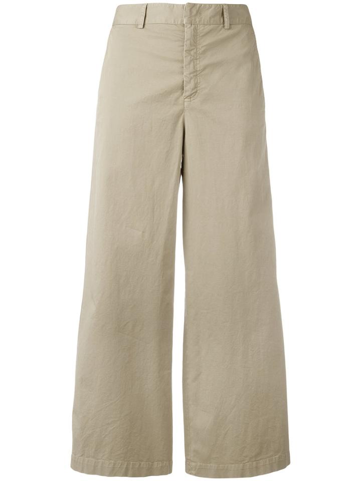 Red Valentino Wide-leg Cropped Trousers, Women's, Size: 38, Nude/neutrals, Cotton/spandex/elastane