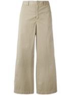Red Valentino Wide-leg Cropped Trousers, Women's, Size: 38, Nude/neutrals, Cotton/spandex/elastane