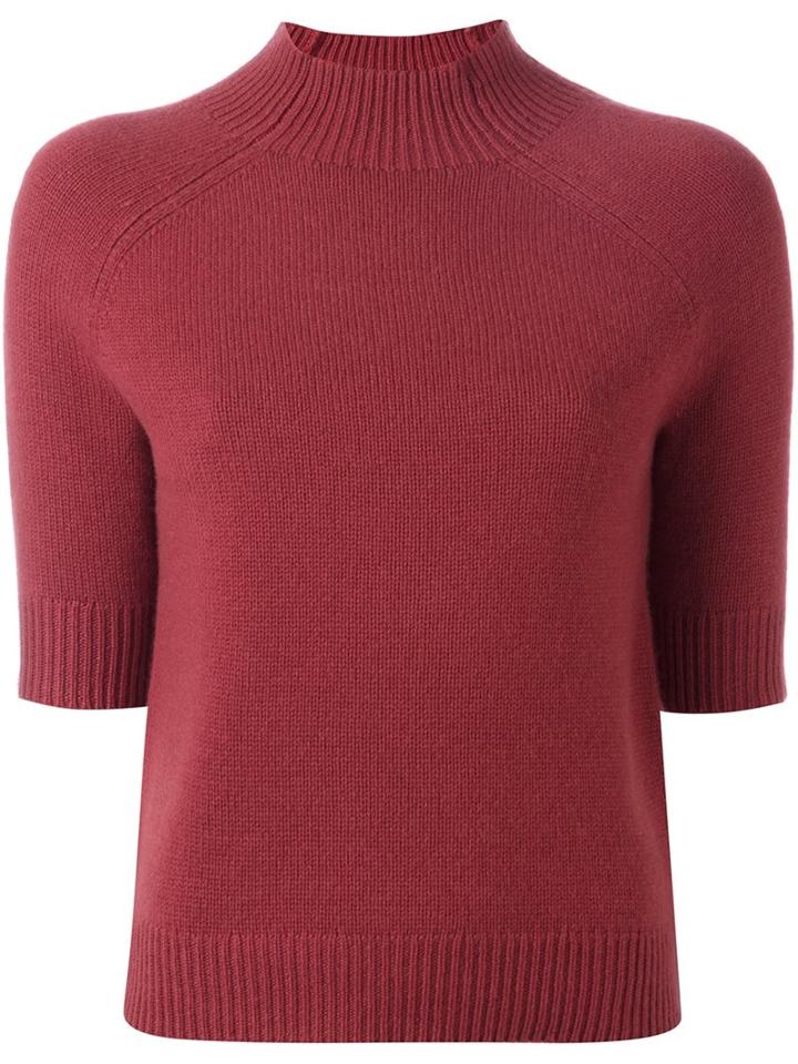 Theory High Neck Shortsleeved Pullover, Women's, Size: Large, Pink/purple, Cashmere