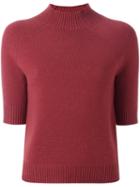 Theory High Neck Shortsleeved Pullover, Women's, Size: Large, Pink/purple, Cashmere