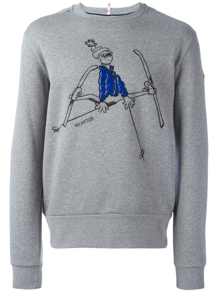 Moncler Grenoble Ski Mascot Sweatshirt, Men's, Size: Medium, Grey, Cotton/polyester/polyamide