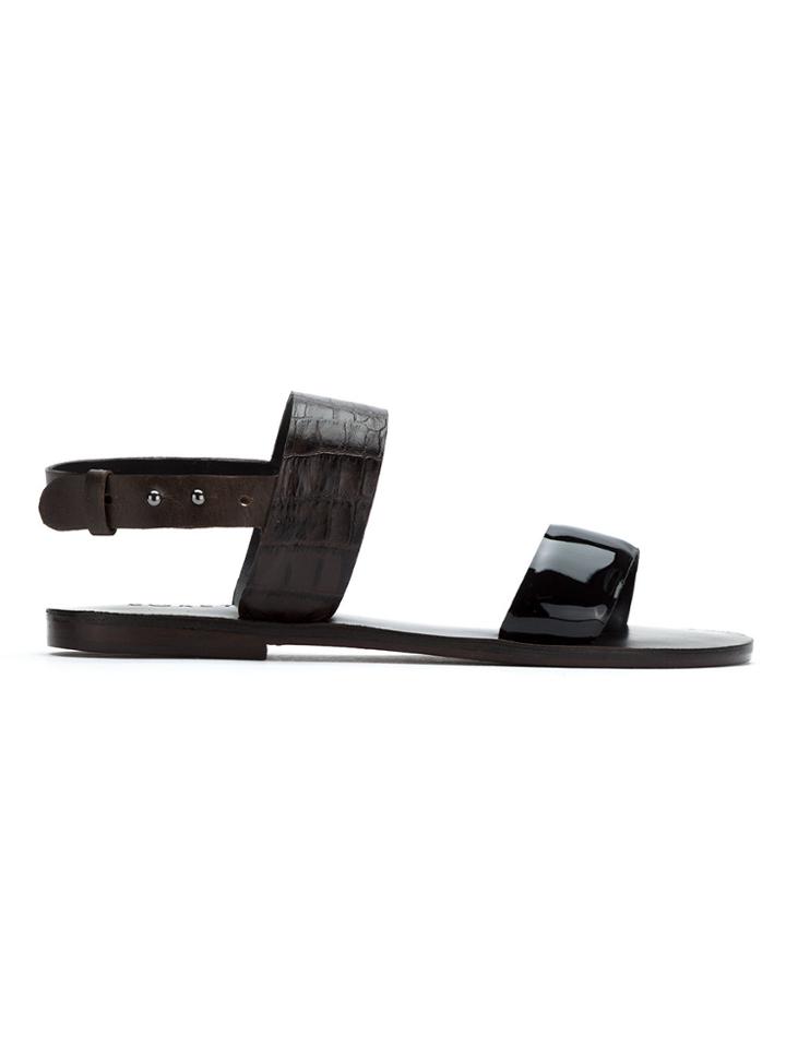 Egrey Leather Chunky Heeled Sandals - Black