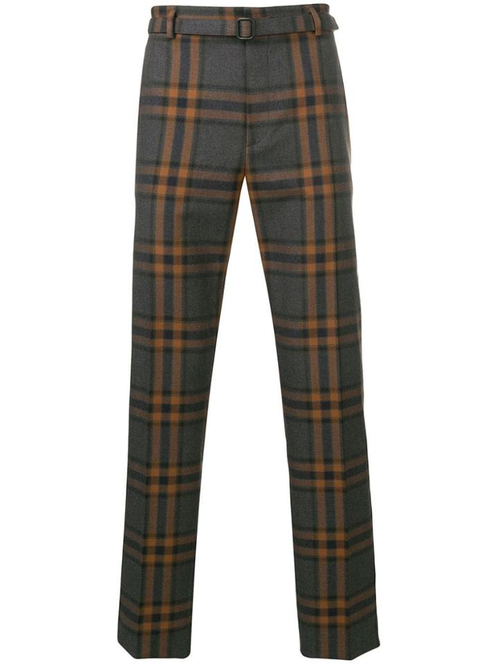Bottega Veneta Checked Straight-leg Trousers - Grey
