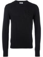 Dior Homme Rose Patch Jumper, Men's, Size: Large, Black, Virgin Wool/cashmere
