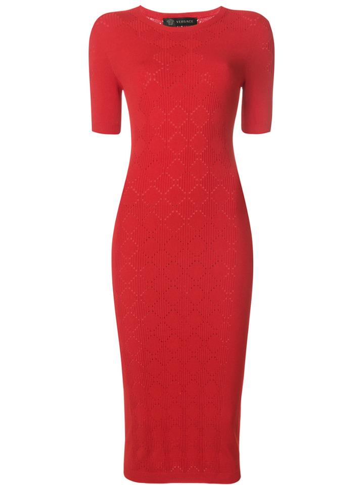 Versace Pointelle-knit Dress - Red