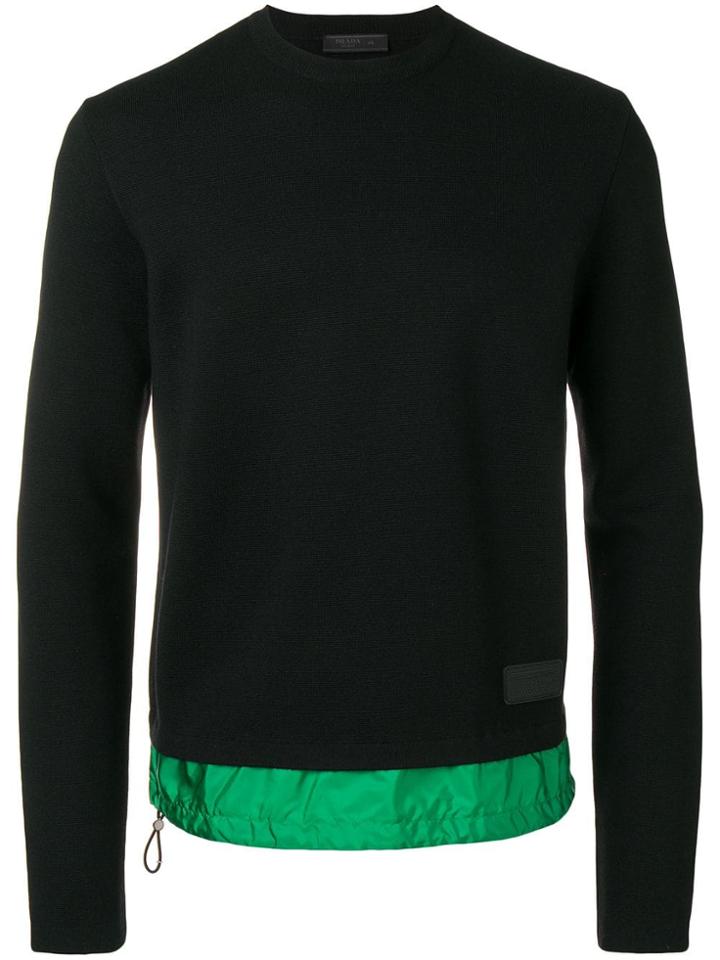 Prada Contrasting Nylon Insert Sweater - Black
