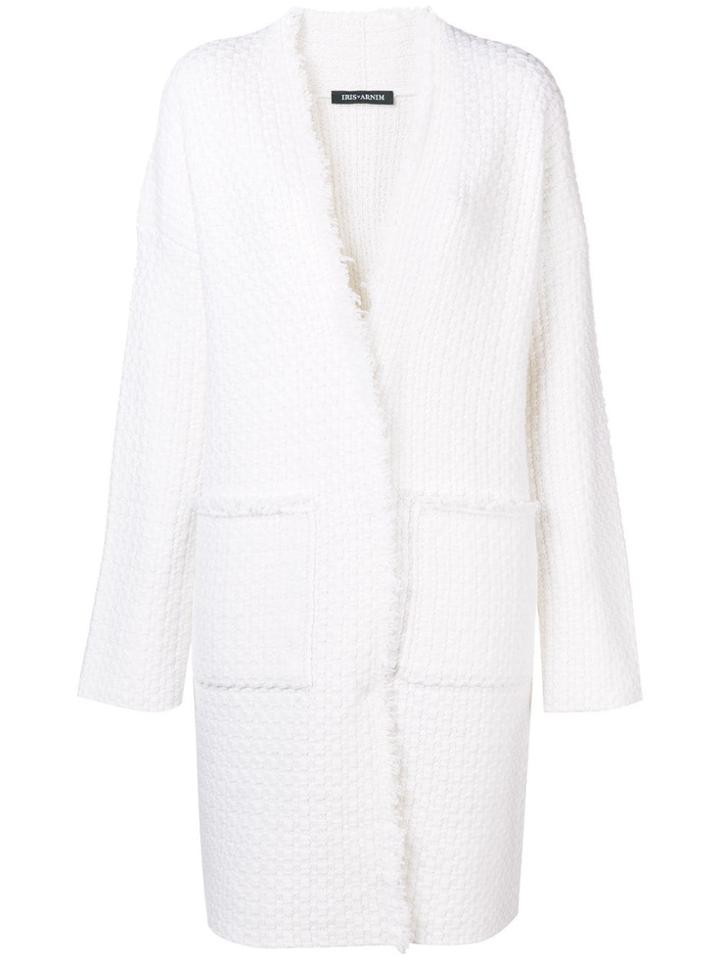 Iris Von Arnim Basketweave Cardi-coat - White