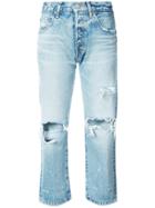 Moussy Ripped Cropped Jeans - Blue