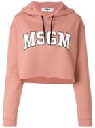 Msgm Logo Hooded Sweatshirt - Pink & Purple