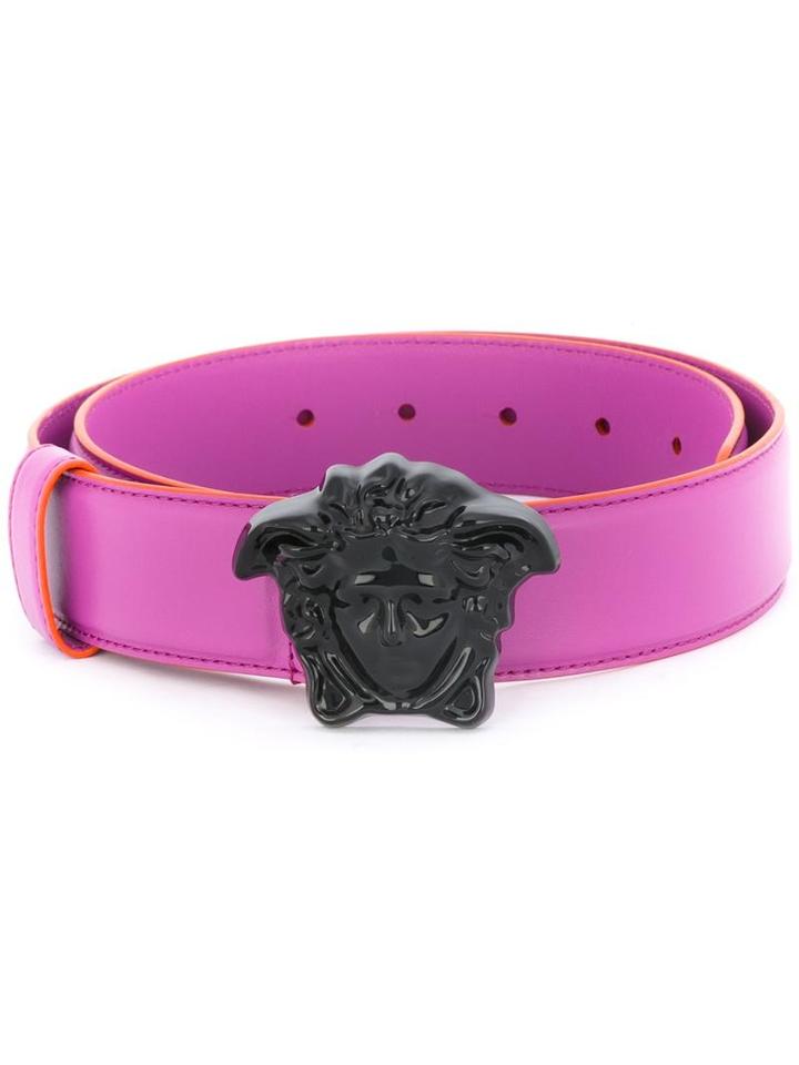 Versace Palazzo Medusa Belt, Women's, Size: 85, Pink/purple, Calf Leather