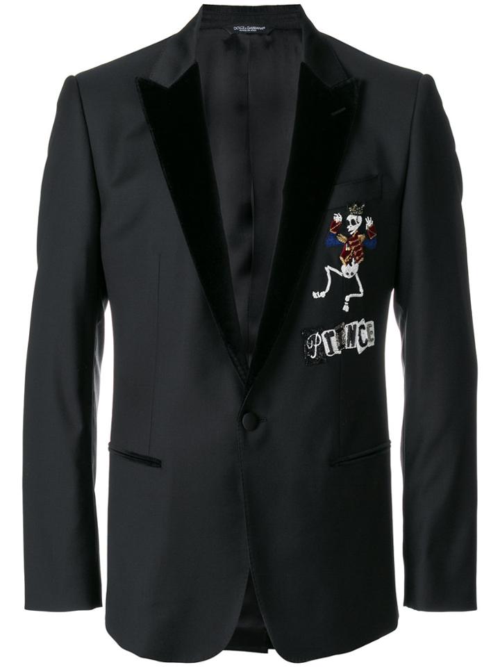 Dolce & Gabbana Skeleton Prince Appliqué Blazer - Black