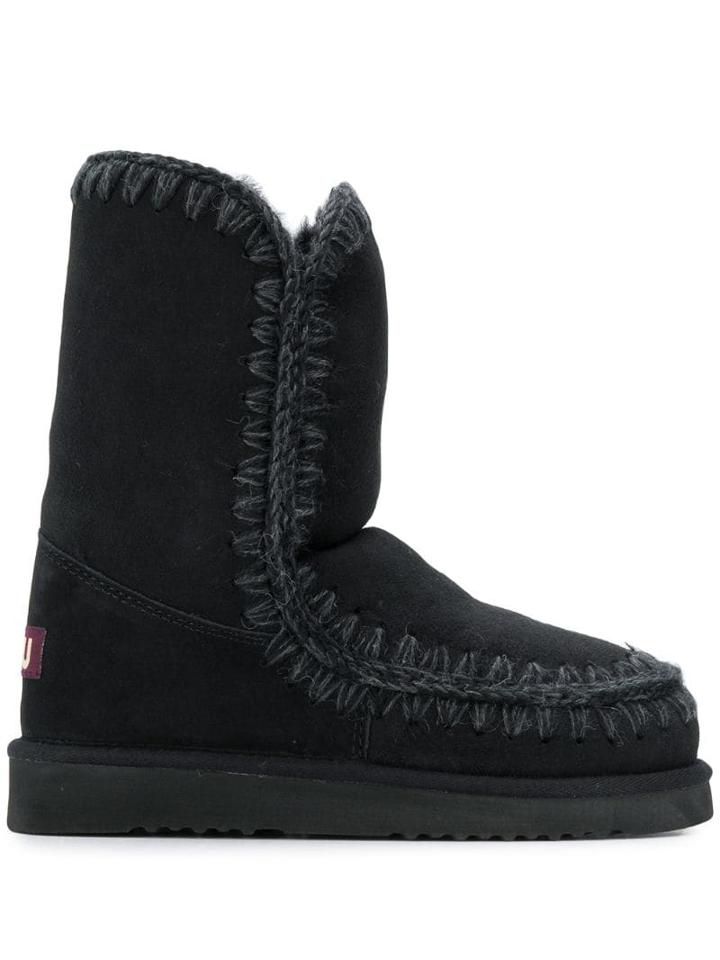 Mou Mou Fw101000a Eskimo Boot 24cm Bkbk Leather/fur/exotic
