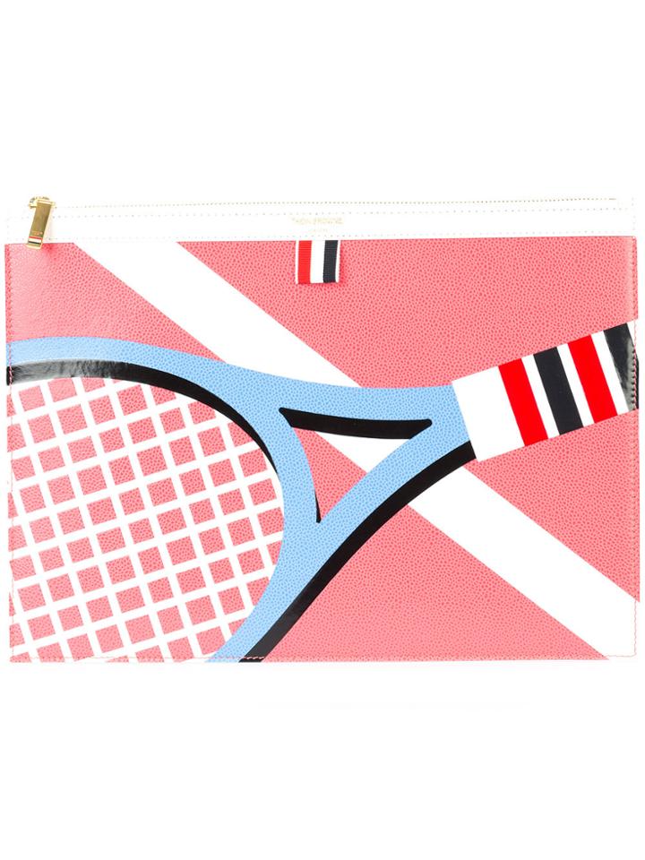 Thom Browne Racket Print Pouch - Pink & Purple