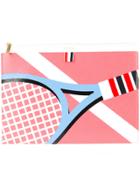 Thom Browne Racket Print Pouch - Pink & Purple