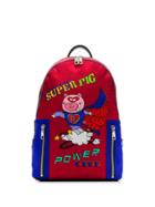 Dolce & Gabbana Red Super Pig Leather Trim Backpack