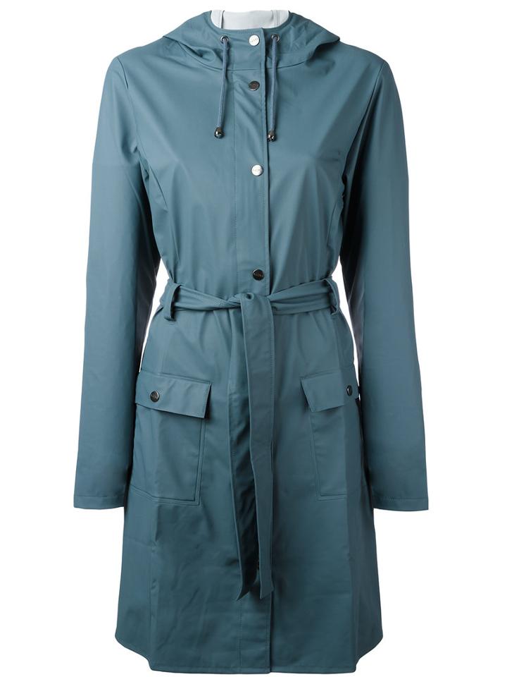 Rains - Belted Coat - Women - Polyester/polyurethane - Xs, Women's, Blue, Polyester/polyurethane