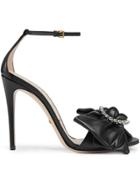 Gucci Black Leather Ilse Bow 115 Sandals