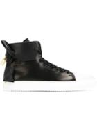 Buscemi Lock Detail Hi-top Sneakers, Men's, Size: 12, Black, Calf Leather/leather/rubber